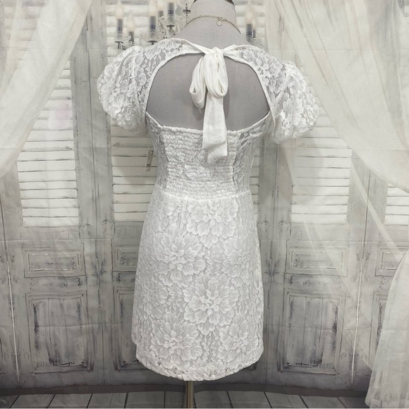 NEW Free People Dress Ivory Off White Hailee Lace Tie Back Minidress Open Back - Picture 7 of 12